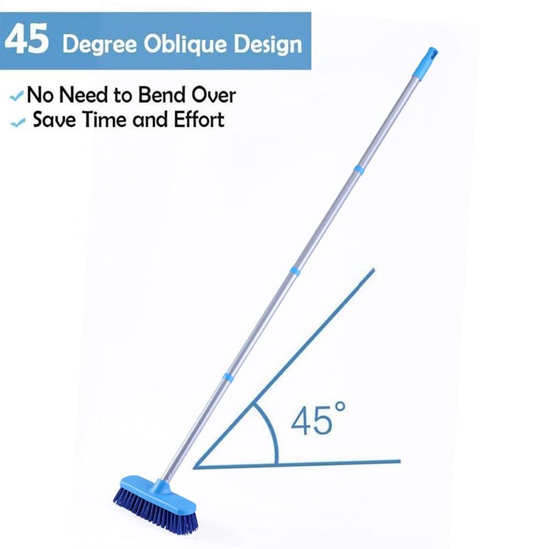 YONILL Deck Brush with Long Handle - Floor Scrub Brushes for Cleaning Shower, Stiff Bristle Scrubbing Brush, 50" Floor Scrubber Brush for Bathroom, Bathtub, Tub, Tile Floors, Garage and Patio - Image 5